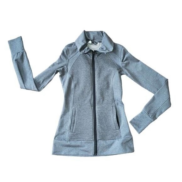 Athleta Women's Size XXS Grey Zip-Up Jacket Pockets Thumb Holes GUC - Picture 1 of 10
